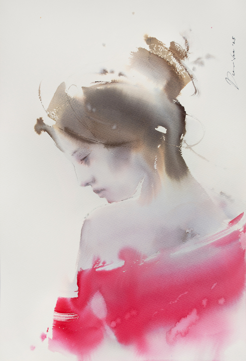 Bulgaria DimitarDavidov Girl Witharedscarf 38x56